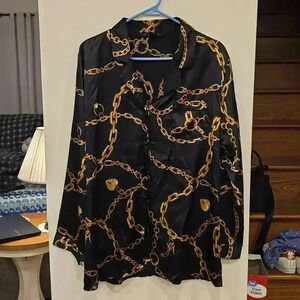 Vintage Heart Label Victoria's Secret‎ Top Size Large 80s 90s Chain Print